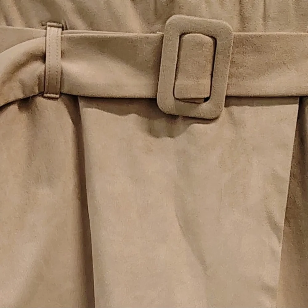 NWT ZARA TAWNY FAUX SOFT SUEDE BELTED HIGH WAIST WRAP SKIRT SKORT WOMEN'S Sz S